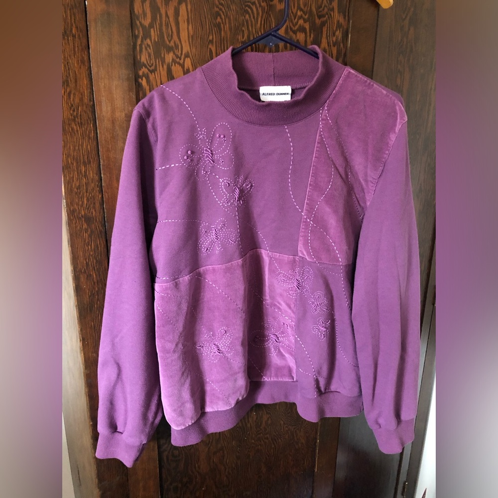 Vintage Alfred Dunner Purple Butterfly Sweatshirt